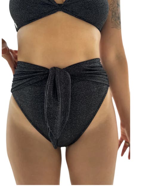 Biliblond Bikini Bottom Belto In Black Lurex
