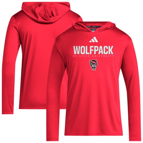 Men's adidas Red NC State Wolfpack 2025 AEROREADY Sideline Training Long Sleeve Hooded T-Shirt