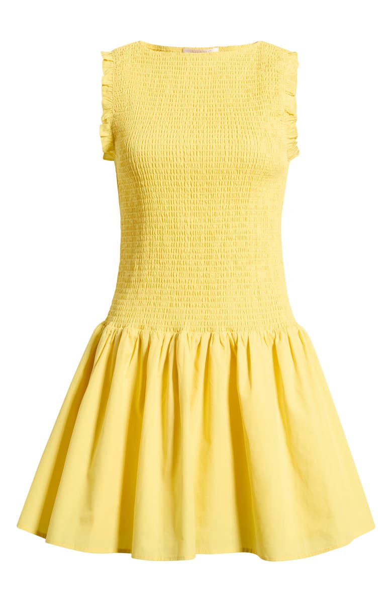 WAYF Esme Smocked Sleeveless Minidress, Main, color, Yellow