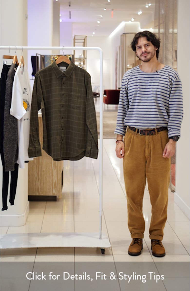 Everyday Windowpane Check Lightweight Cotton Stretch Flannel Button-Down Shirt, sales video thumbnail