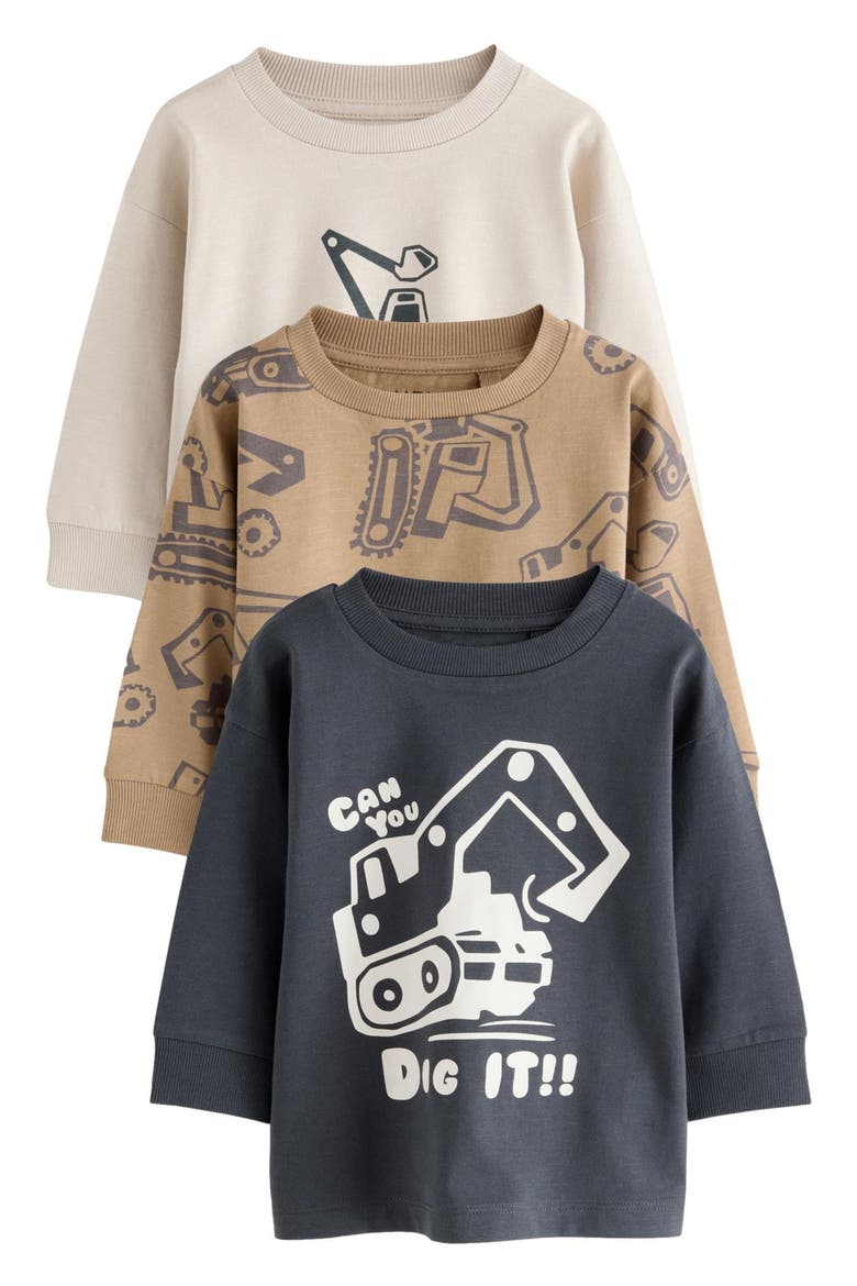 Kids' Assorted 3-Pack Digger Cotton Graphic T-Shirts, Main, color, GREEN