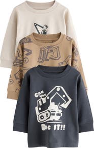 NEXT Kids' Assorted 3-Pack Digger Cotton Graphic T-Shirts