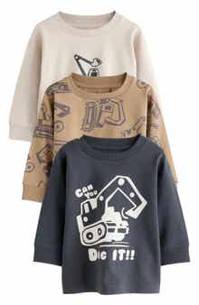 NEXT Kids' Assorted 3-Pack Digger Cotton Graphic T-Shirts