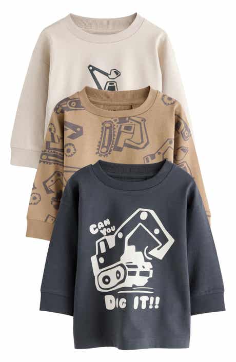 NEXT Kids' Assorted 3-Pack Digger Cotton Graphic T-Shirts