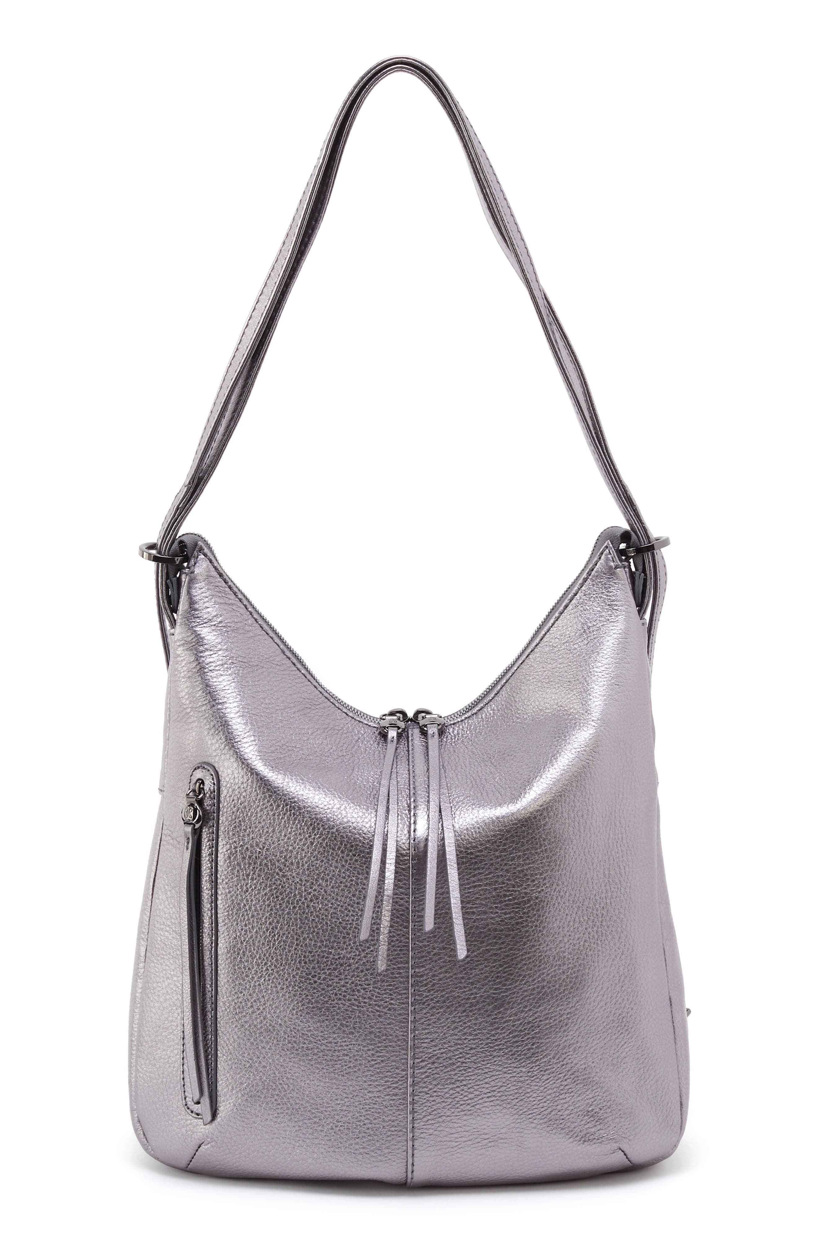 HOBO Gray Leather Merrin Backpack HOBO Merrin Convertible Backpack: Sandstorm Pebbled Leather  main image 3