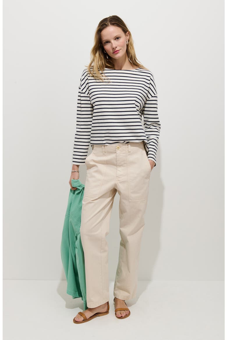 Avignon Stripe Boat Neck Top, Alternate, color, IVORY/ NAVY
