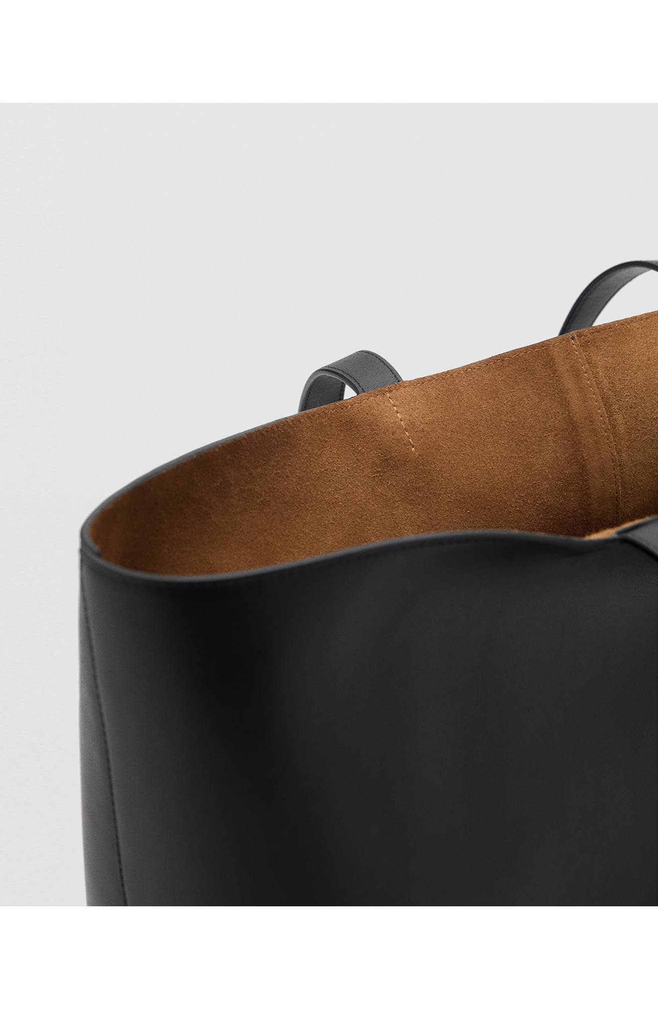 MANGO Leather Shopper Bag, Alternate, color, 