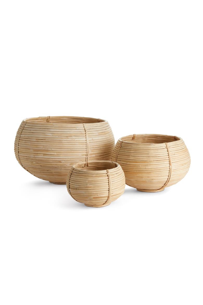 Cane Rattan Plant Baskets Set of 3, Main, color, Brown