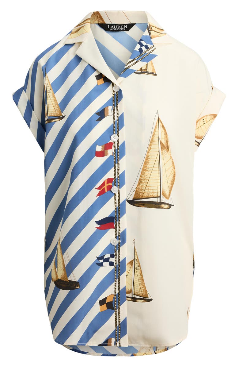 Lauren Ralph Lauren Print Short Sleeve Shirt, Alternate, color, Cream Multi