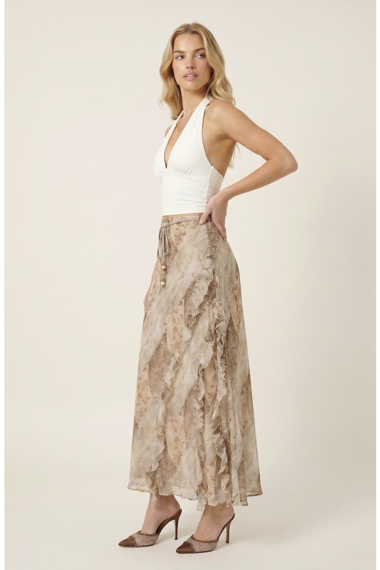 Midi Ruffle Skirt, Alternate, color, Tan