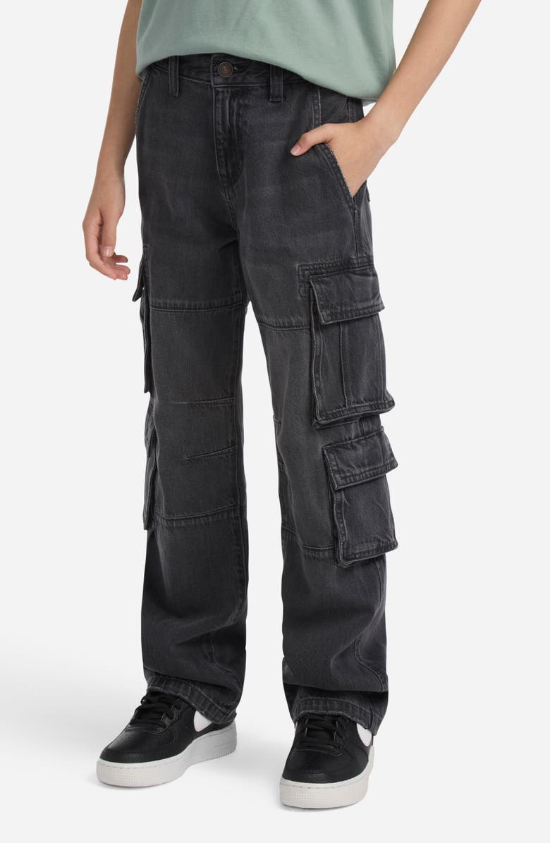 abercrombie kids Kids' Baggy Denim Cargo Pants, Alternate, color, Vibe