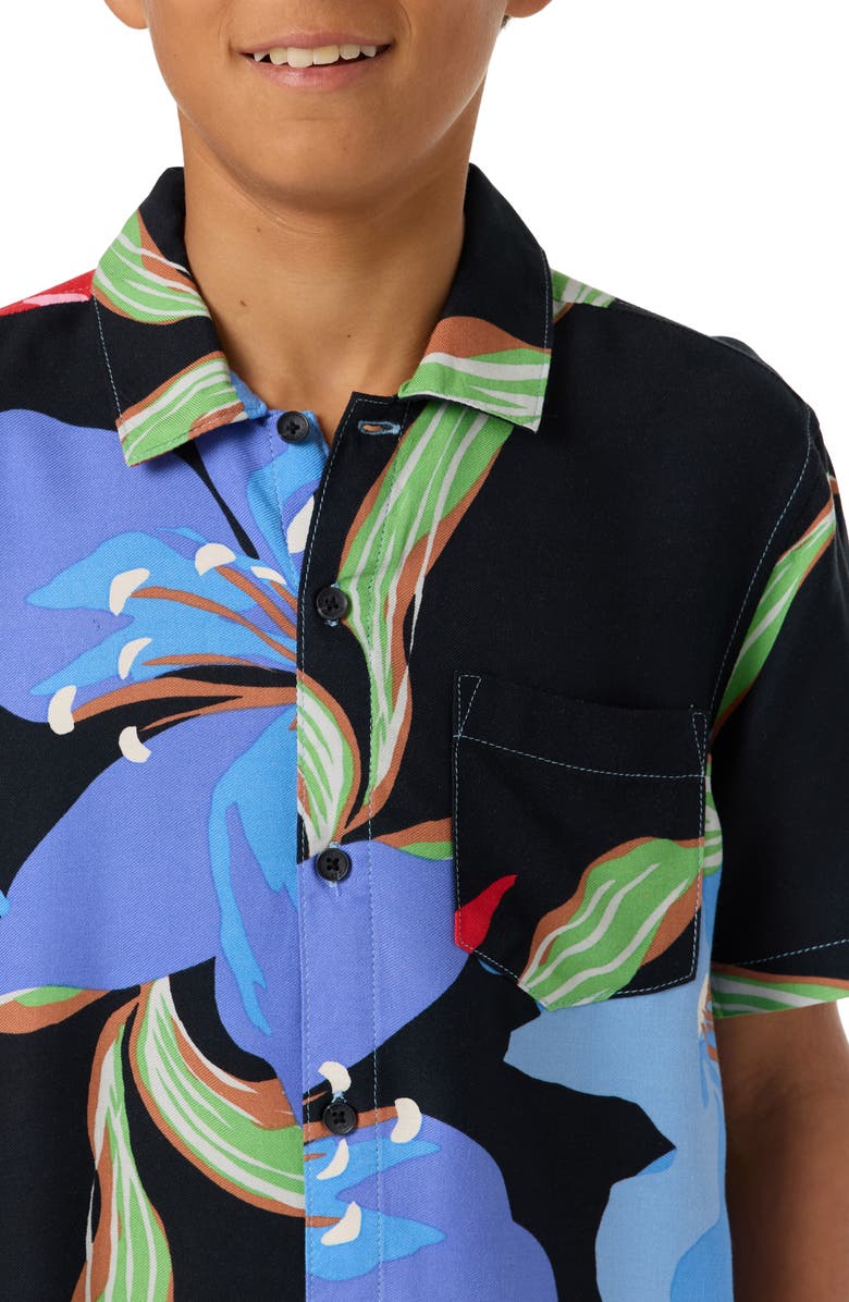 O'Neill Kids' Floral Camp Shirt, Alternate, color, Blue