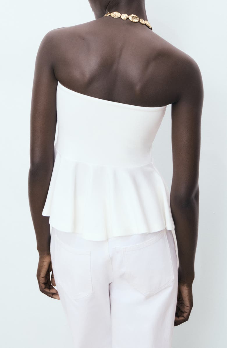 MANGO Bandeau Peplum Top, Alternate, color, White