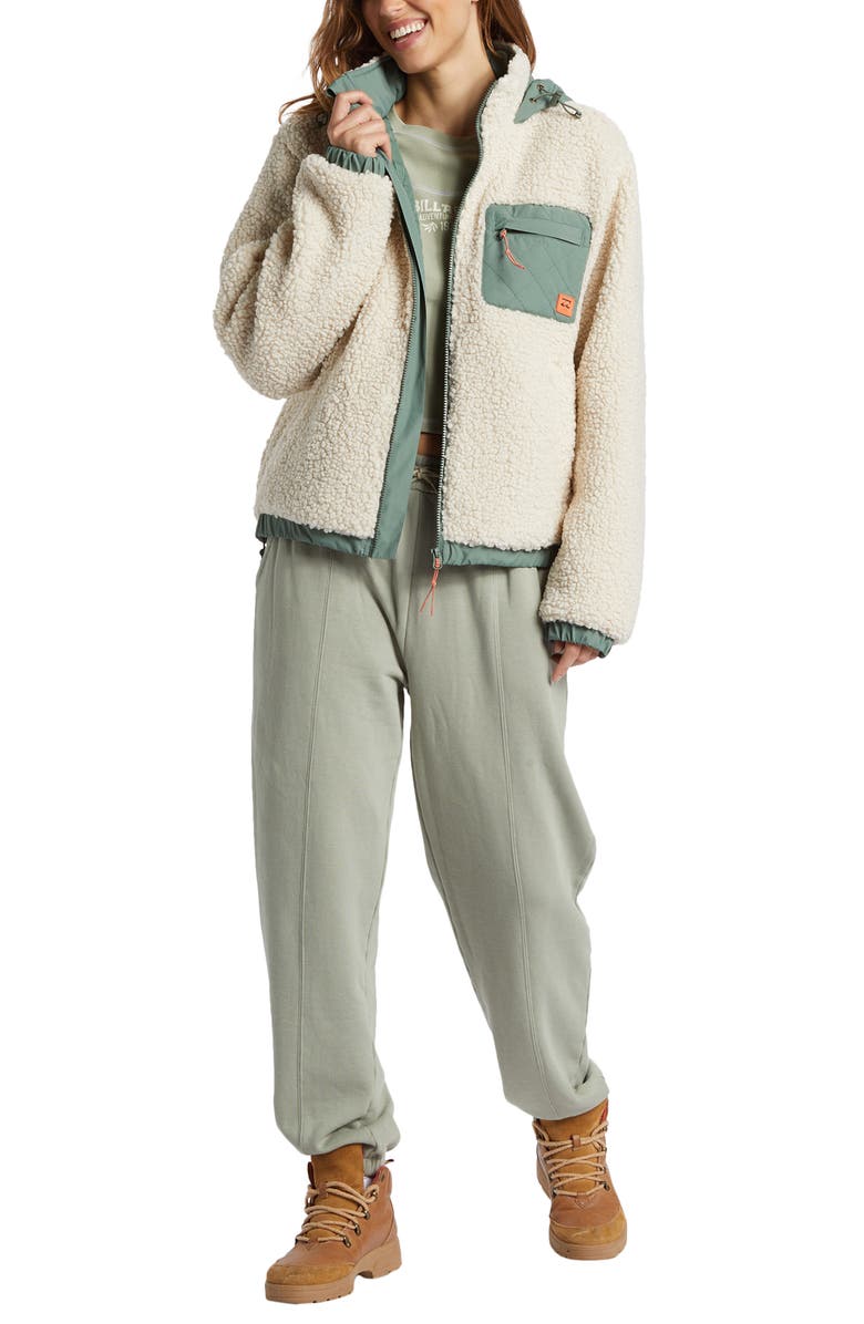 Billabong Northern Shore Teddy Fleece Zip-Up Hooded Jacket, Alternate, color, 