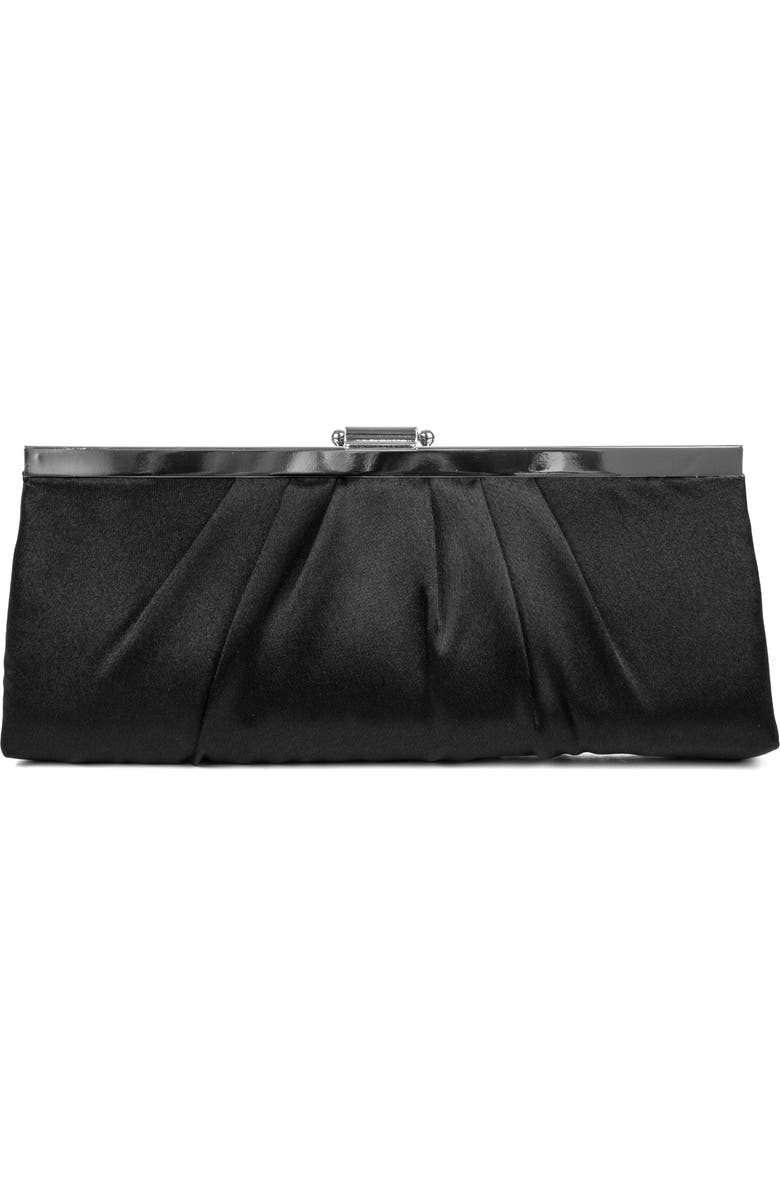Jessica McClintock Pleated Satin Clutch, Main, color,