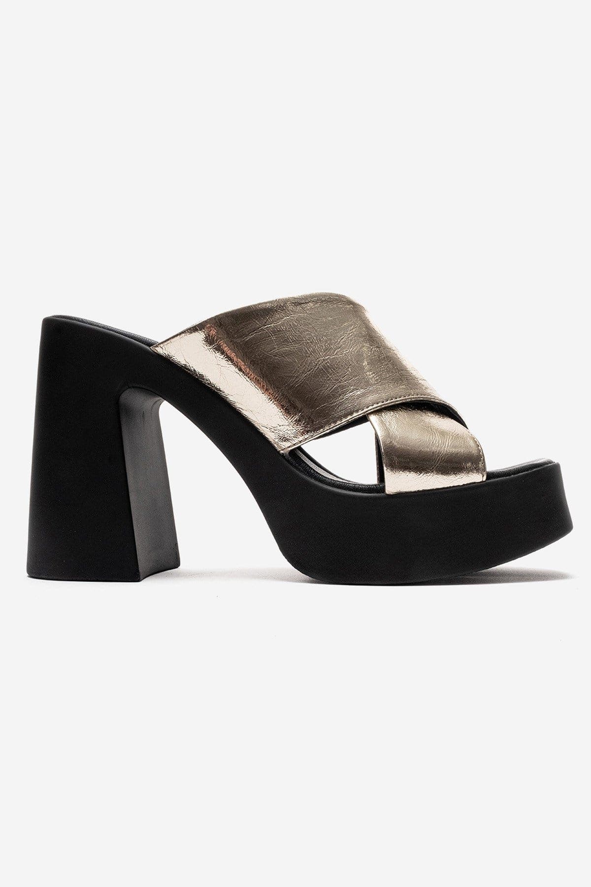 Essenza Leather Platform Block Heel Sandal, Alternate, color, Gold