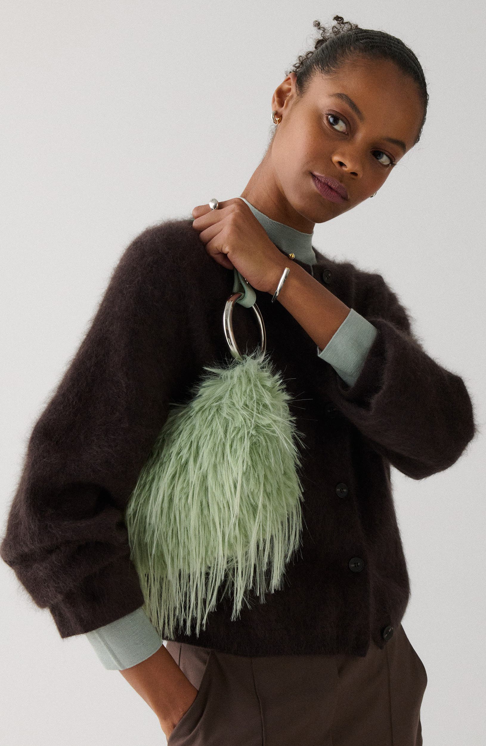 Kate Spade New York the bangle faux fur shoulder bag, Alternate, color, 