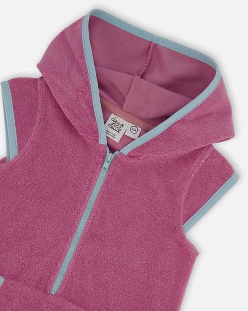 Deux Par Deux Girl's Hooded Terry Beach Dress Candy Pink In Candy Pink