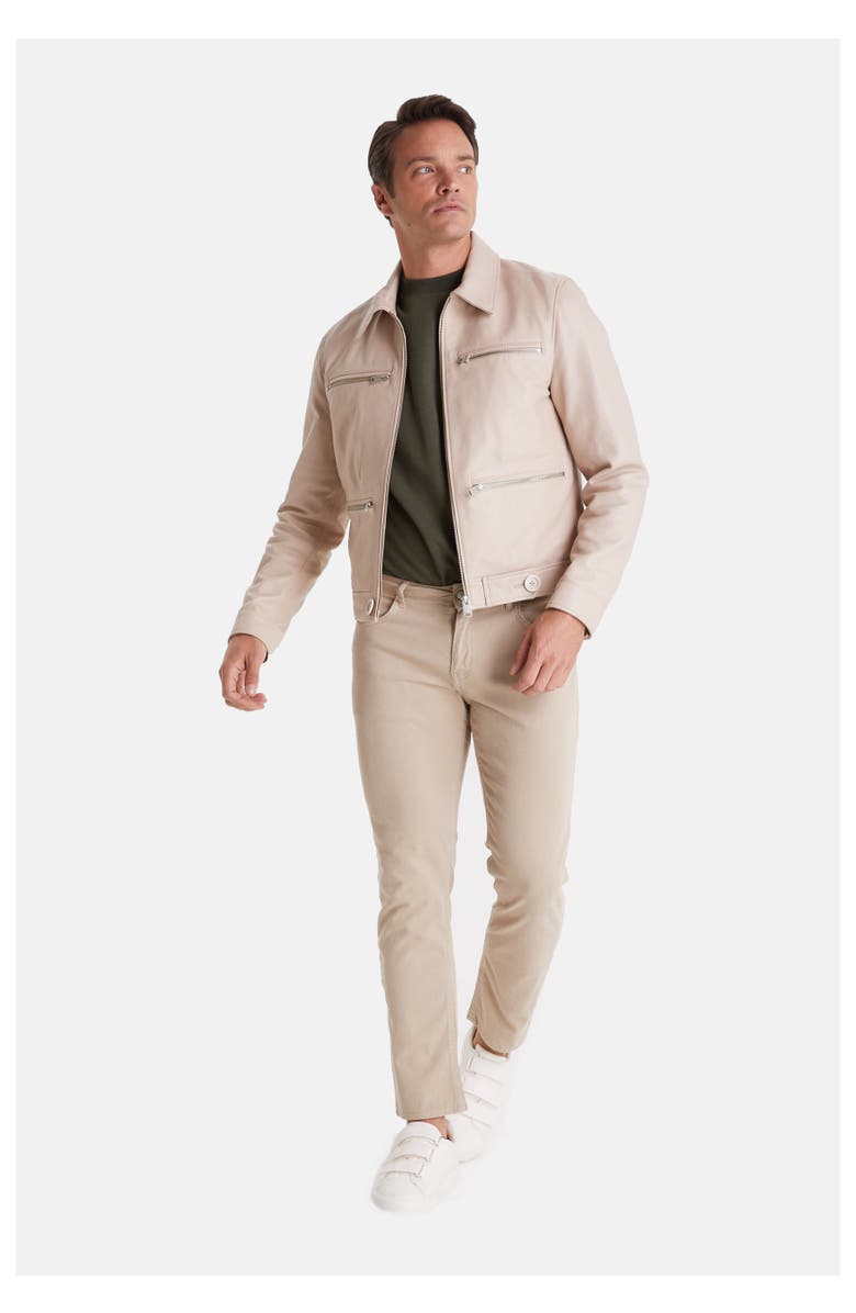 Furniq UK Marcus Leather Jacket, Alternate, color, Beige