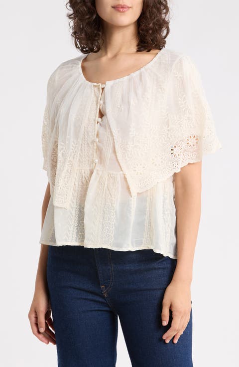 Lace Overlay Cotton Top