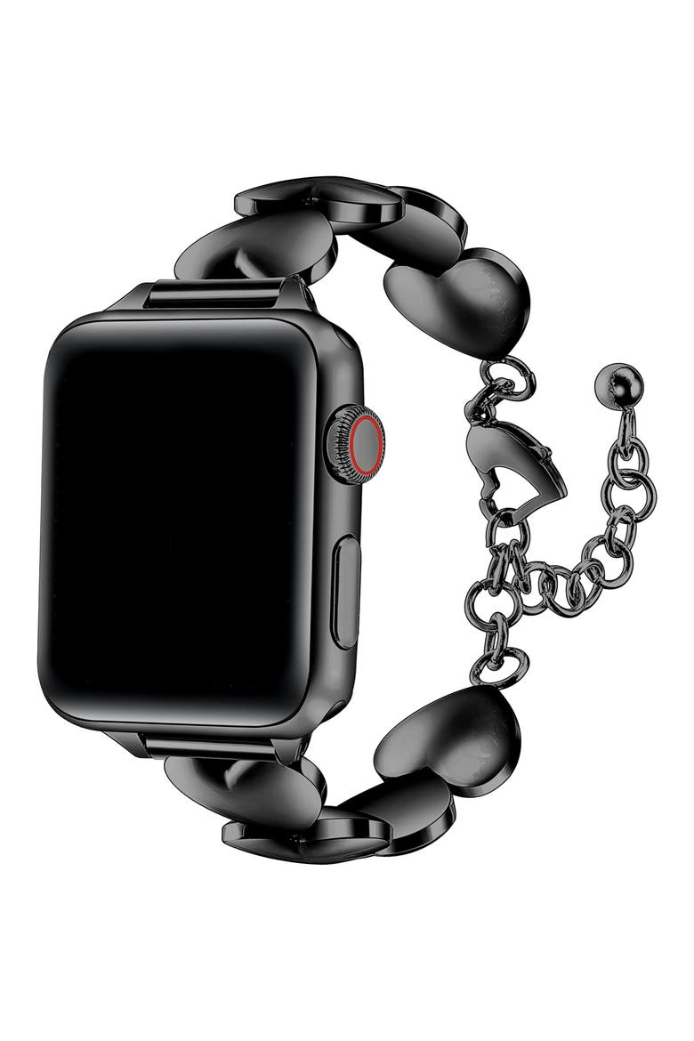 Lover Heart Bracelet Apple Watch® Watchband, Alternate, color, BLACK