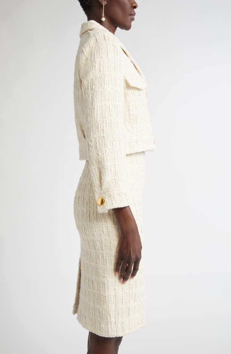 ST. JOHN Avery Tweed Crop Jacket, Alternate, color, Ecru