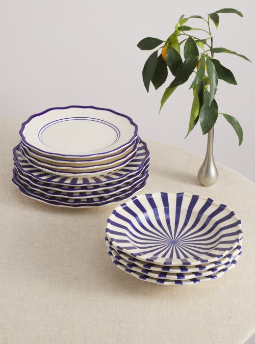 Maison Madison Home Mix And Match 12 Piece Set With Pasta Bowl In Striped/solid/starburst