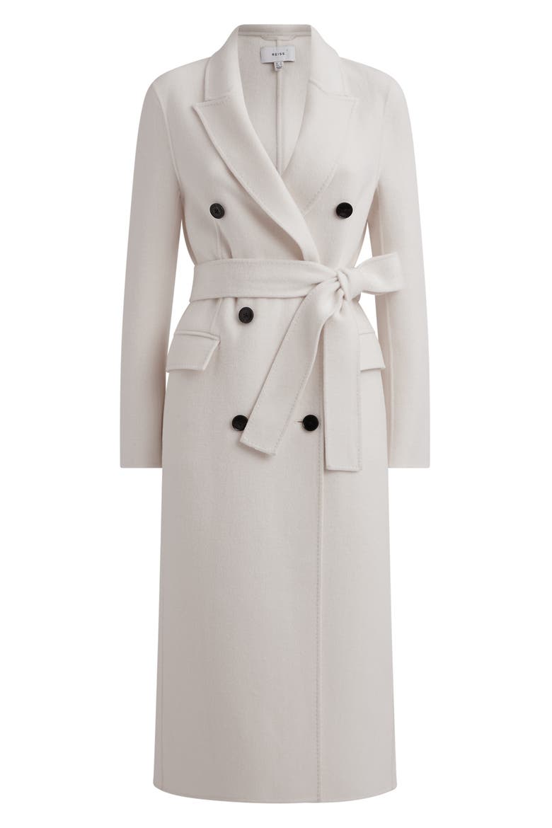 Belted Wool Blend Longline Coat, Alternate, color, CREAM