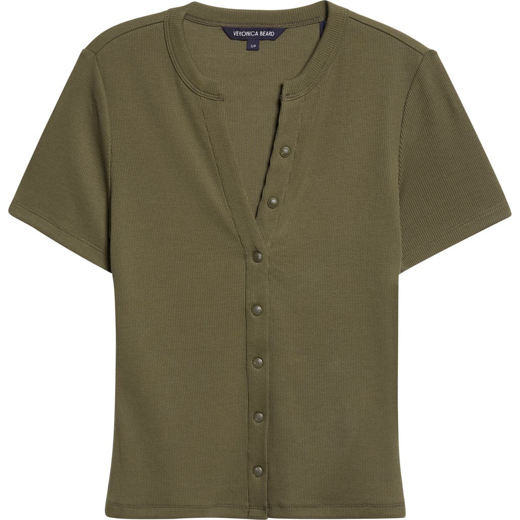 Veronica Beard Dilia Rib Top In Green
