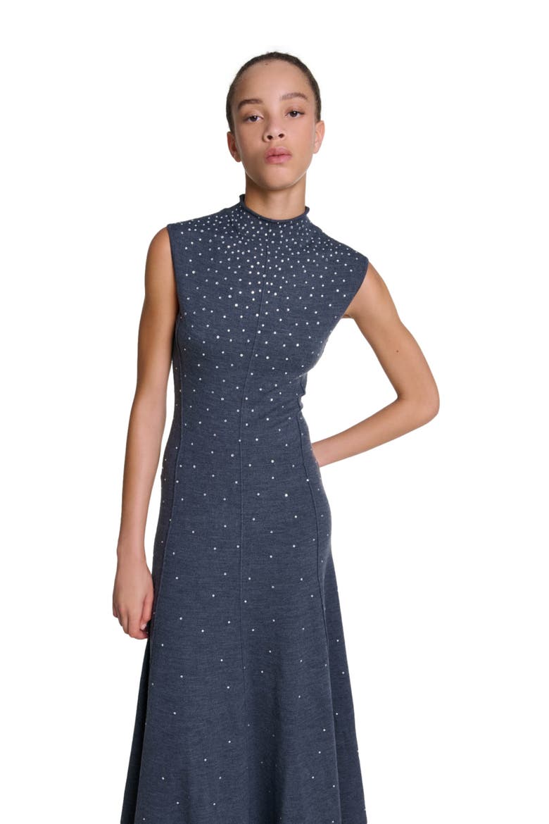 Knit maxi dress with rhinestones, Alternate, color, Grey