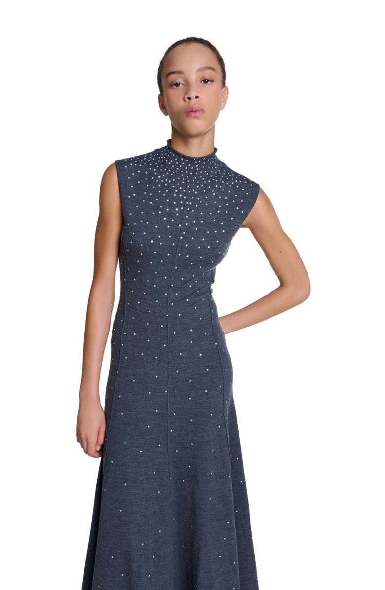 maje Knit maxi dress with rhinestones, Alternate, color, 