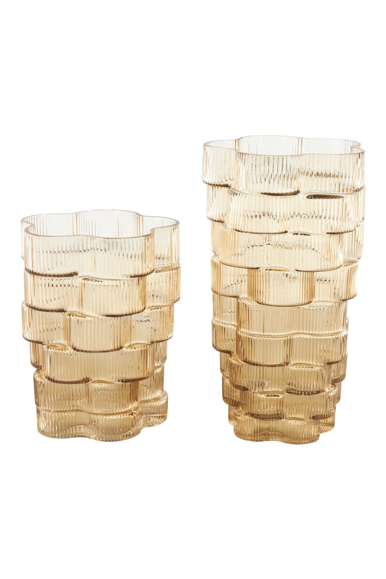 Set Of 2 Glass Vases, Main, color, BROWN