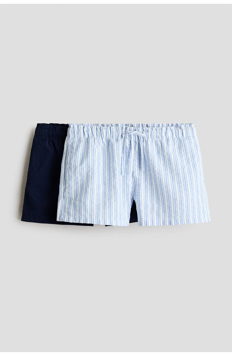 H&M 2-pack Cotton Shorts, Main, color, Light Blue/Striped