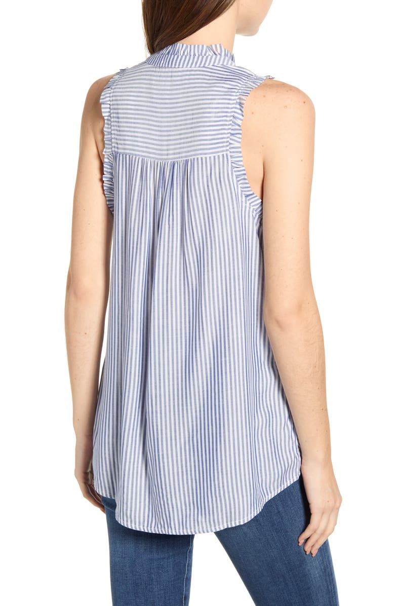 GIBSONLOOK Gibson x International Women's Day Living in Yellow Ruffle Trim Front Button Sleeveless Top, Alternate, color,