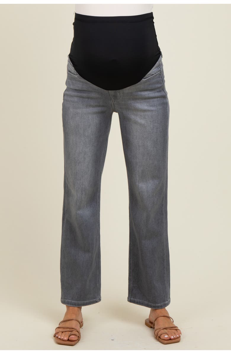 PinkBlush Ankle Slim Wide Leg Maternity Jeans, Alternate, color, Charcoal Grey