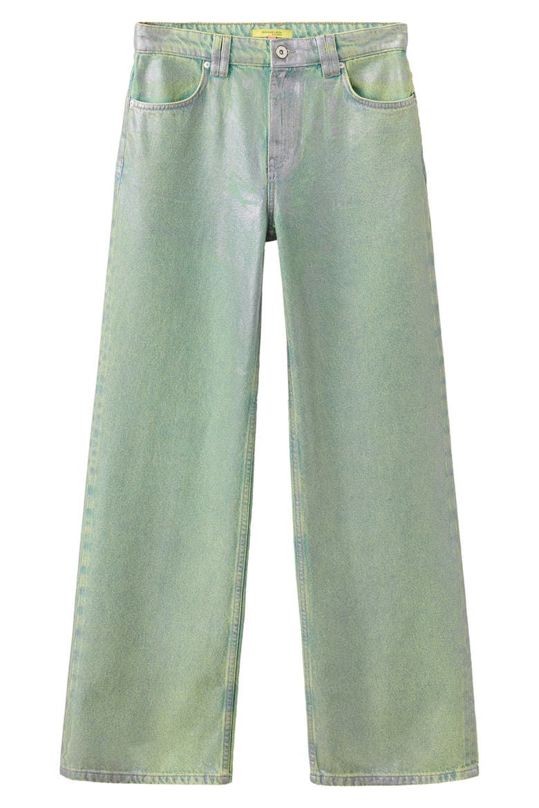 Coated Wide Leg Jeans, Main, color, GREEN