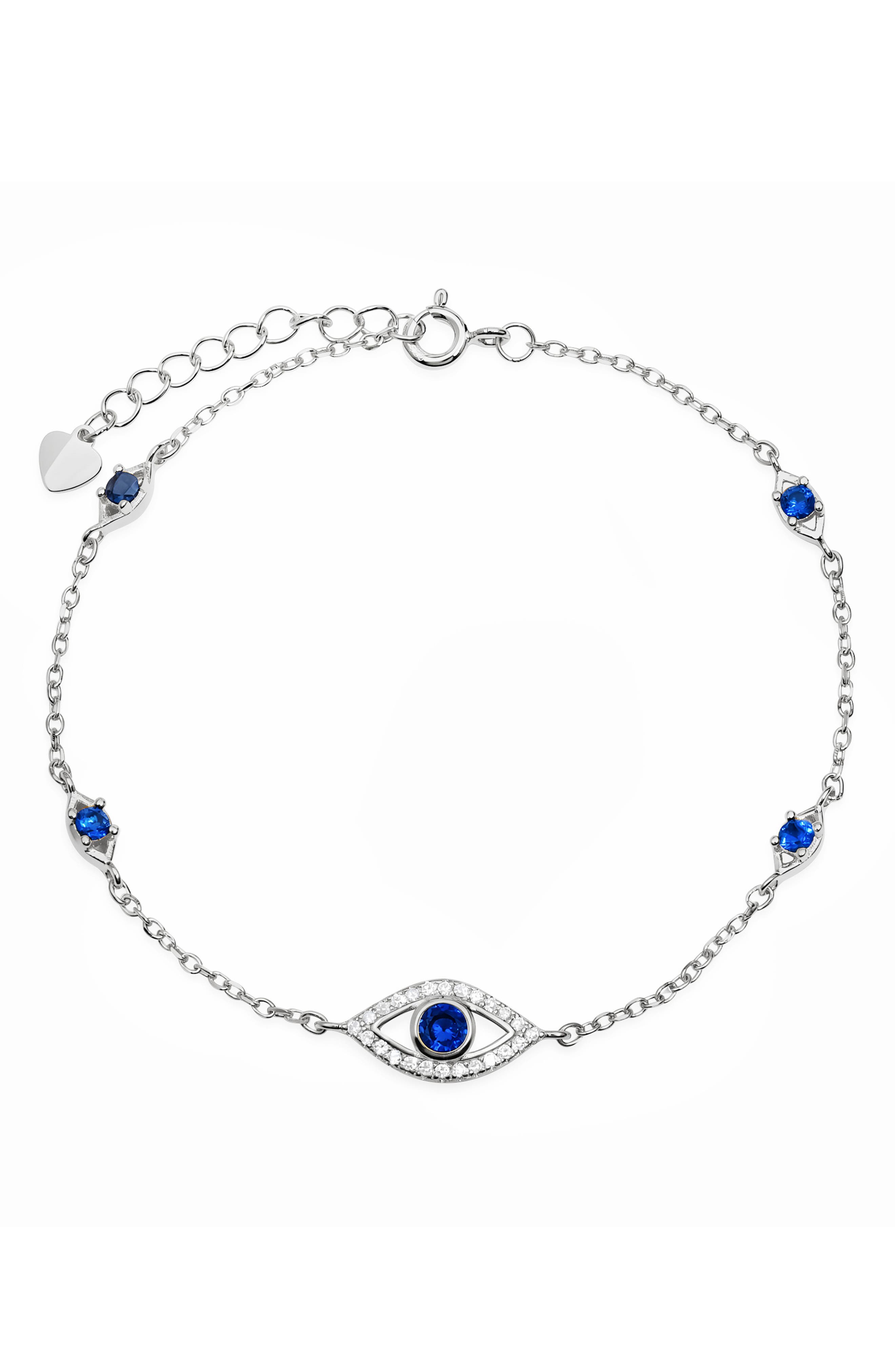 Cubic Zirconia Evil Eye Station Bracelet