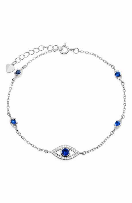 Cubic Zirconia Evil Eye Station Bracelet