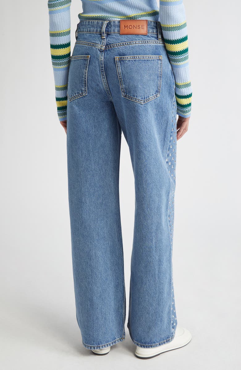 MONSE Studded Wide Leg Jeans, Alternate, color, Indigo