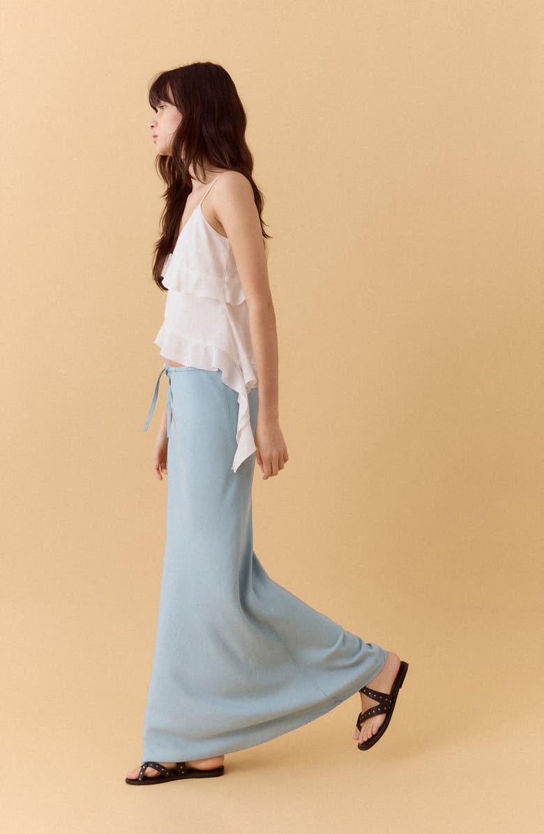 MANGO TEEN Linen Blend Straight Skirt, Alternate, color, Sky Blue