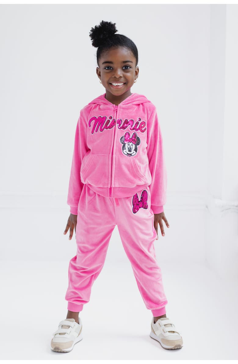 Disney Velour Hoodie & Pants Set, Alternate, color, Minnie Mouse Pink