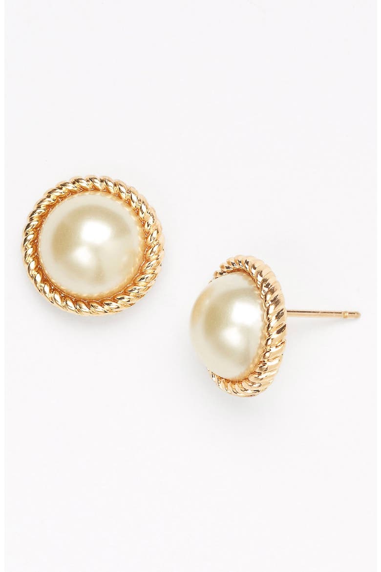 'seaport' faux pearl studs, Main, color, CREAM/ GOLD