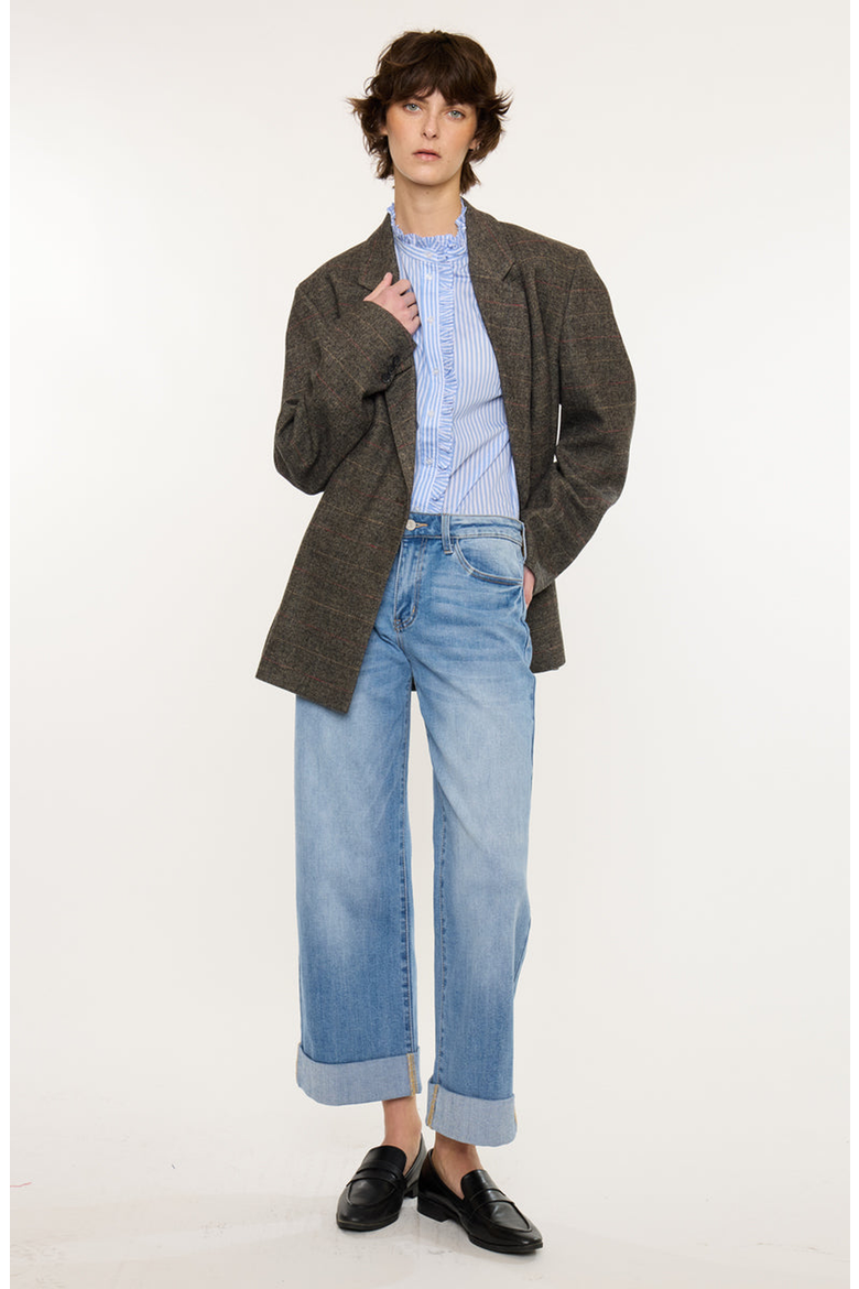 Angie Essentials Mid Rise Cropped Wide Leg Jeans, Alternate, color, Medium Wash