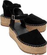 Forever & Always Shoes Viba Leather Espadrille Platform Wedge Sandals