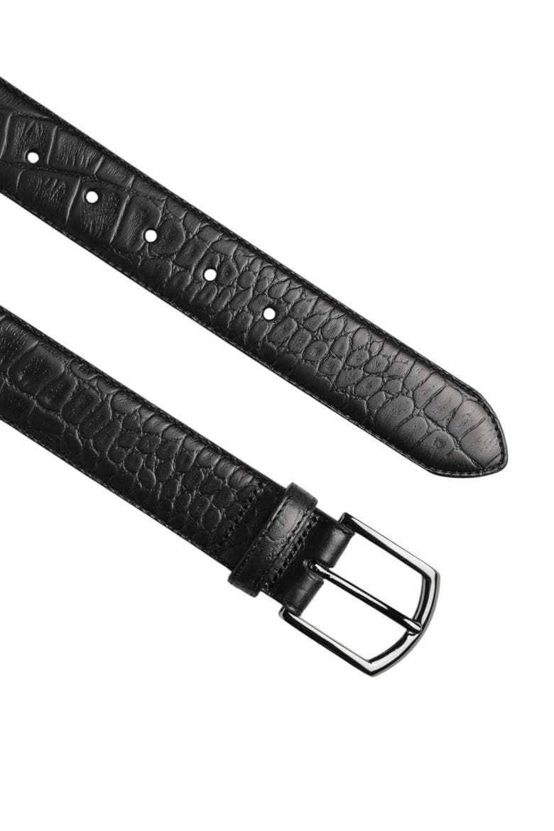 Embossed Leather Belt, Alternate, color, Black