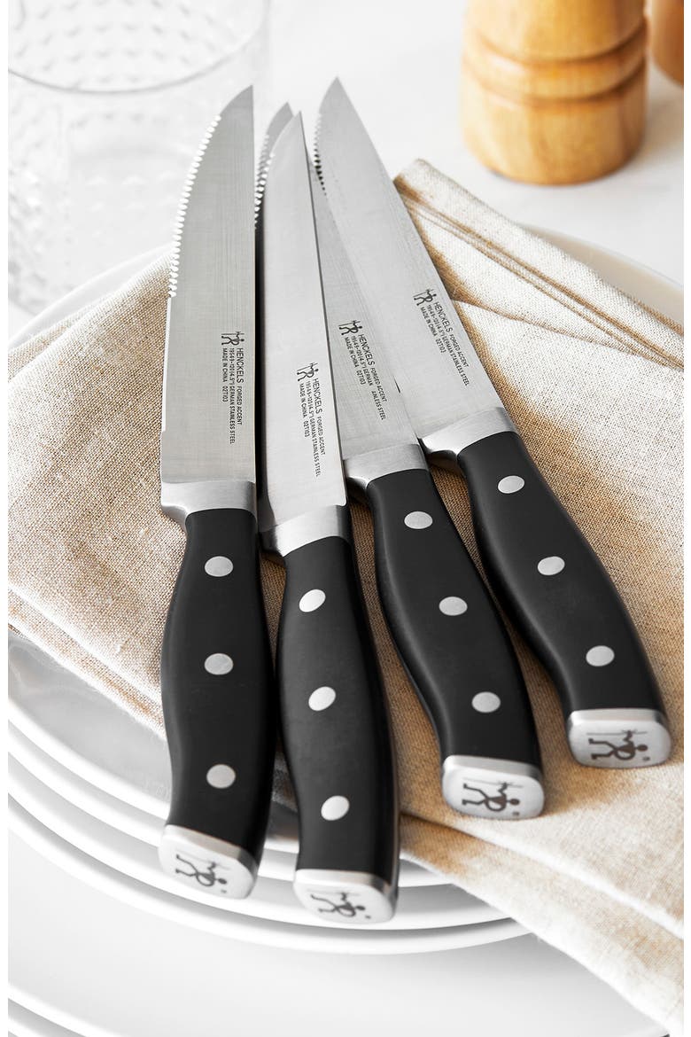 International Forged Accent 4-Piece Steak Knife Set, Alternate, color, BLACK