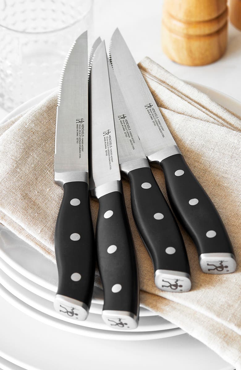 HENCKELS CUTLERY International Forged Accent 4-Piece Steak Knife Set, Alternate, color, Black