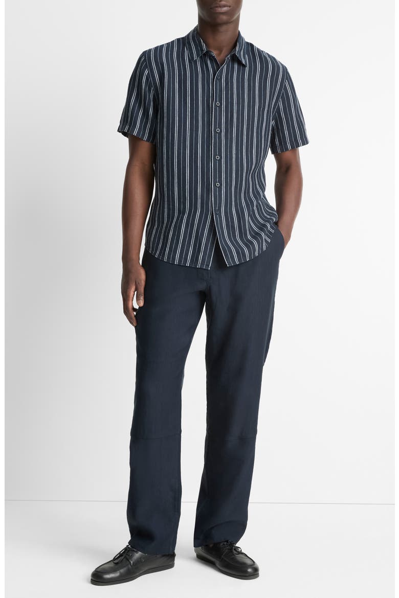 Stripe Classic Fit Short Sleeve Button-Up Shirt, Alternate, color, COASTAL