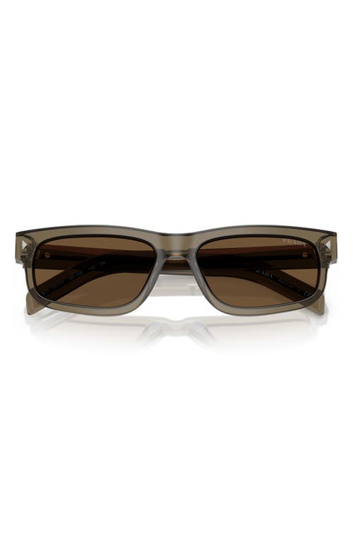 Prada 57mm Rectangular Optical Glasses In Dark Brown