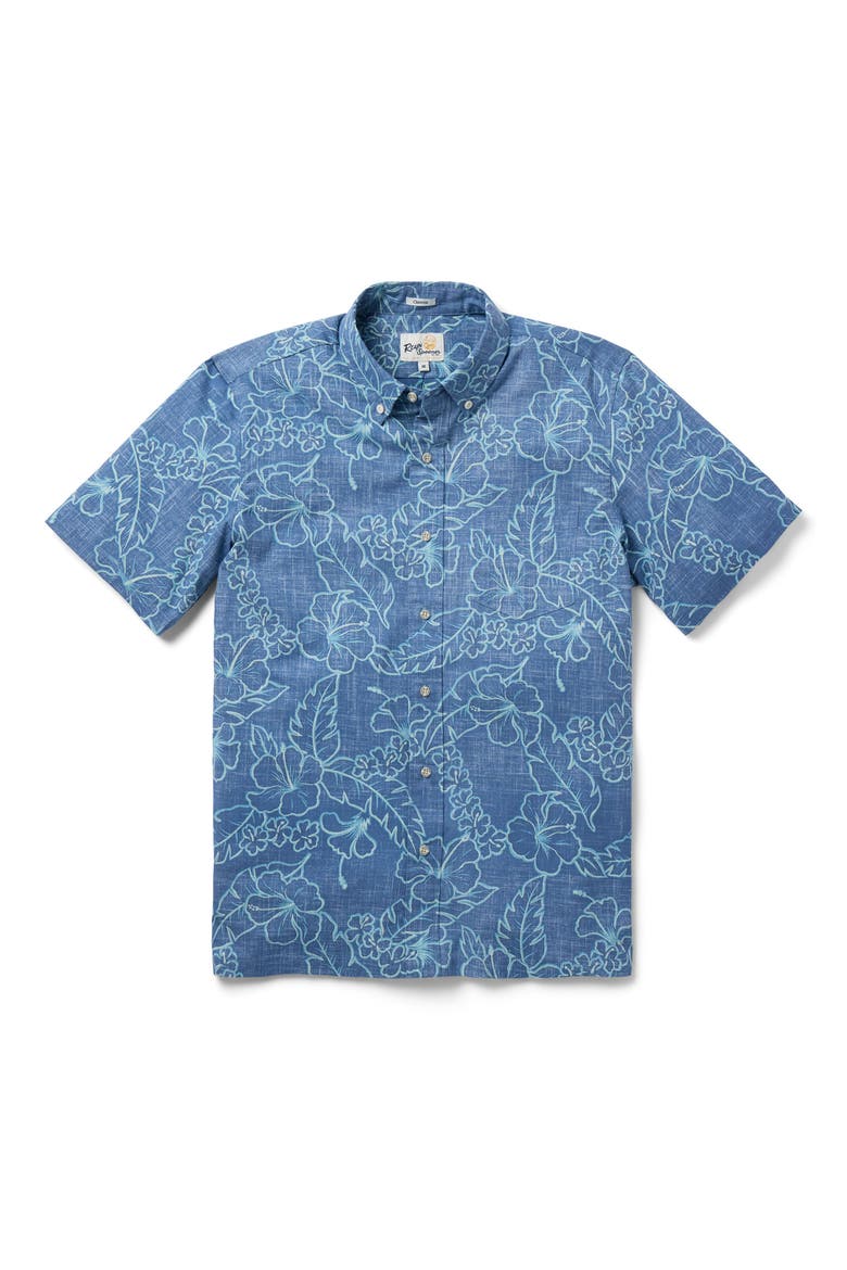 Lei Low Classic Fit Hibiscus Button-Down Shirt, Main, color, HORIZON BLUE